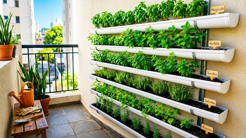 jardim vertical Calhas de PVC para Temperos e Saladas